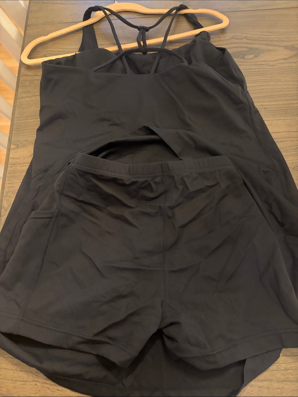 Avis Black Strappy Back Women's athletic dress with shorts - Picture 6 of 6